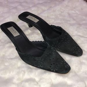 Isaac Mizrahi Black Suede Mules